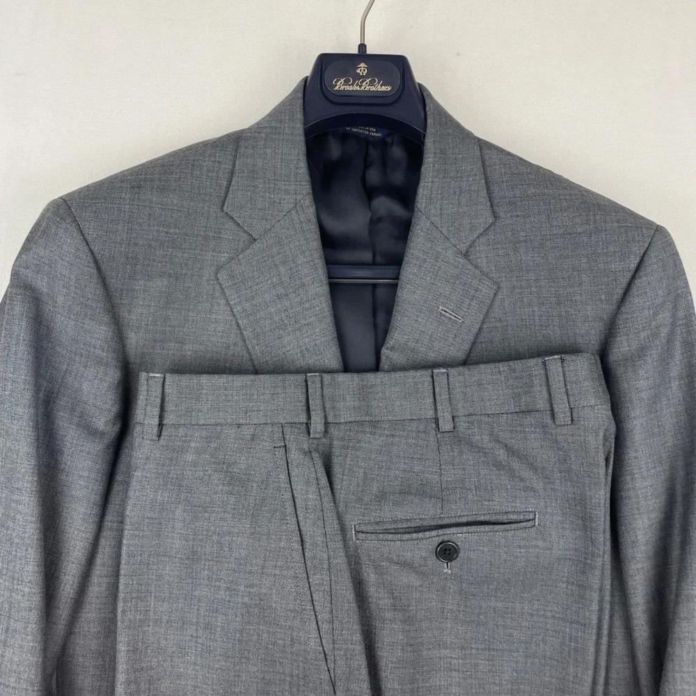 Brooks Brothers 1818 Regent Grey Wool 2 Piece Suit Mens 40 Long 33W 31L